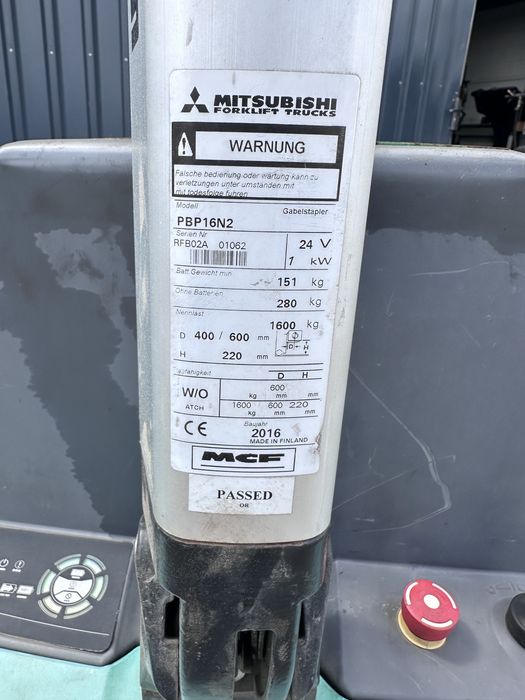 Wózek paletowy elektryczny Mitsubishi PBP16N2
