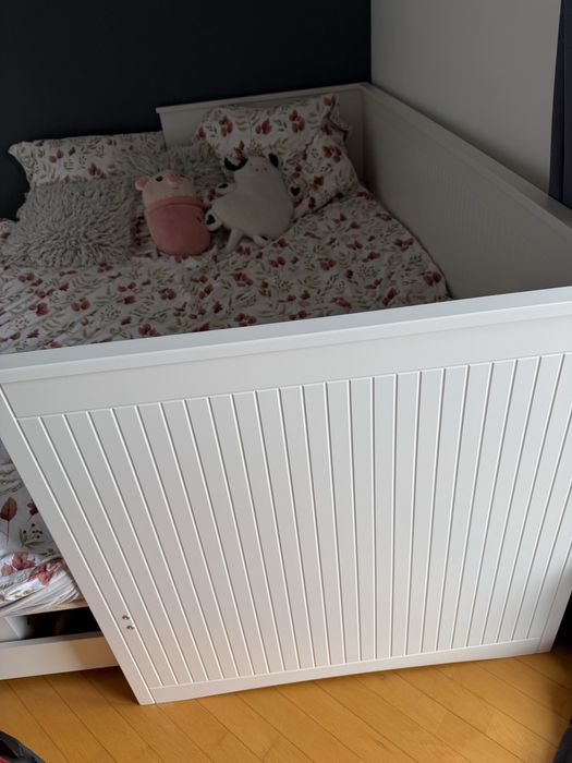 Łóżko rozkładane 80x200 160x200 białe z 2 szufladami leżanka Helmes