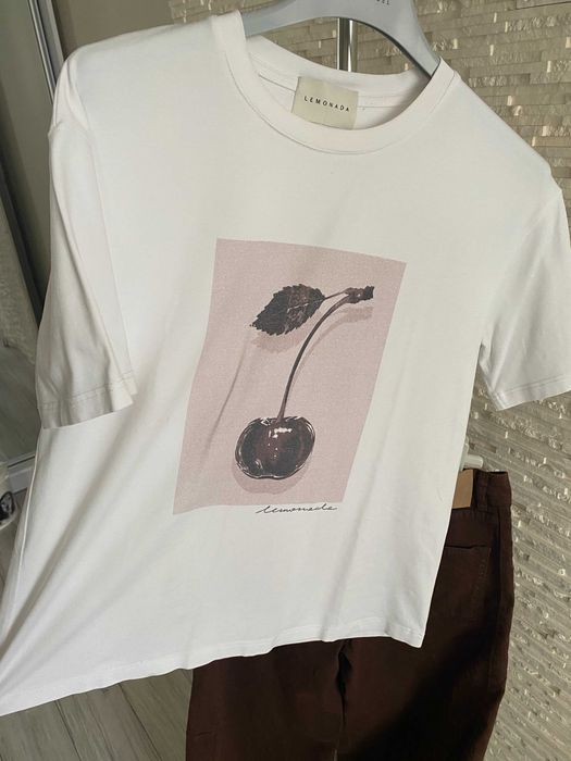 Lemonada t-shirt bawełniany wisienki biała cherries