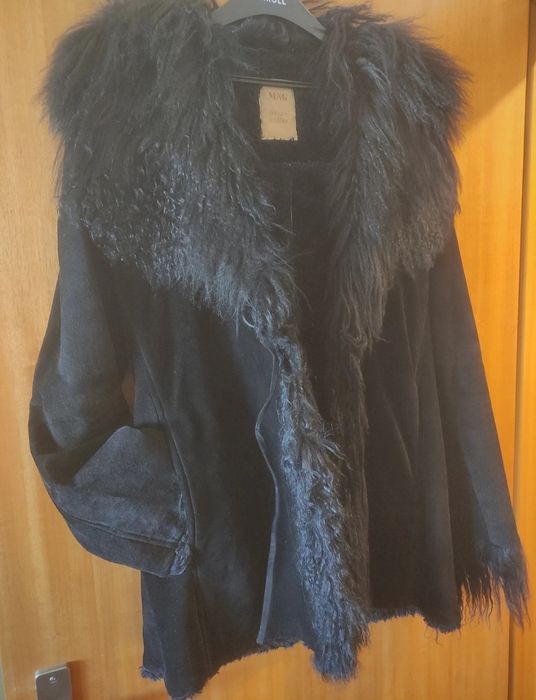 Casaco Pele Preto Mango M Impecável