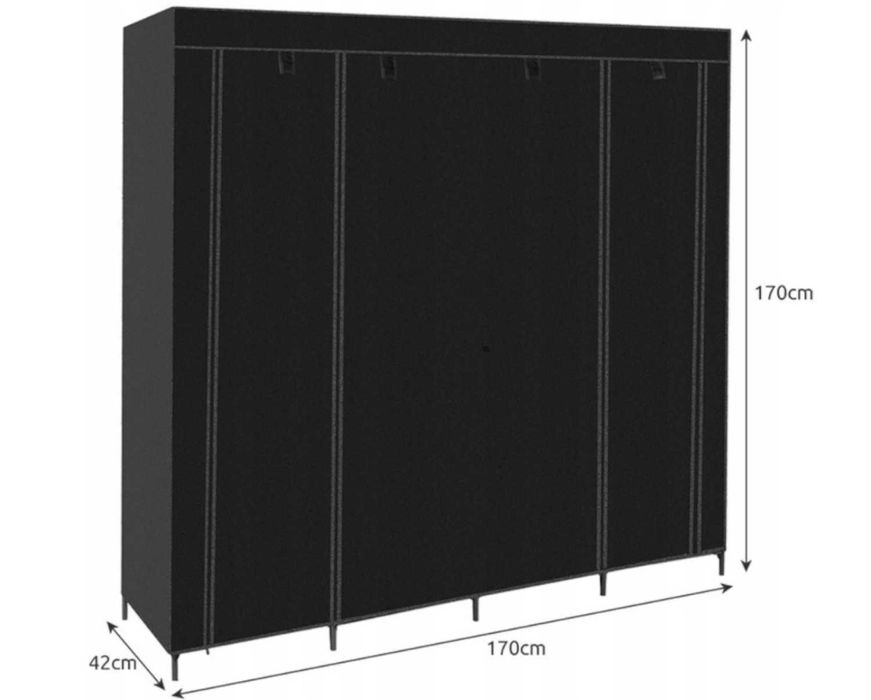 Szafa Materiałowa Tekstylna na Ubrania Składana Garderoba na Wieszaki