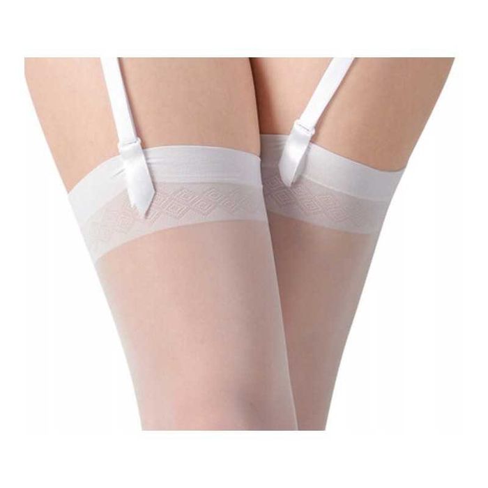 Białe ślubne pończochy do pasa rozmiar 5 plus size duże