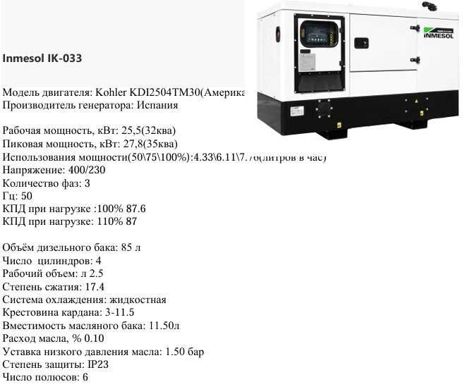 Продам генератор Inmesol IK-033 (іспания) в наявності