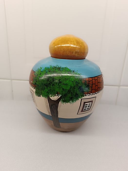 Pote Barro. Pintado à mão. 19 cm. Novo