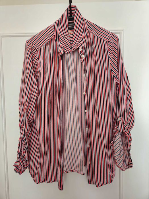 Camisa listrado Laranja, Branco e Escuro