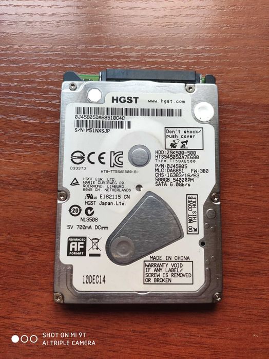 Жосткий диск 2.5" HGST 500GB