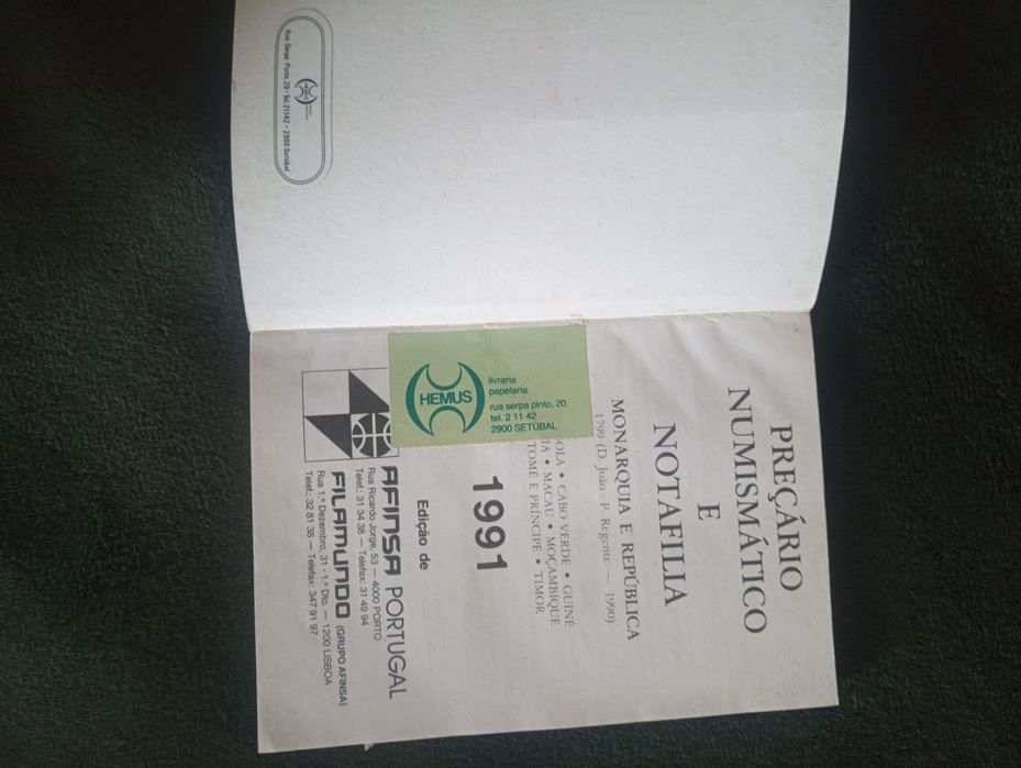 "Numismática e Notafilia 1991"	Afinsa Portugal - Como novo