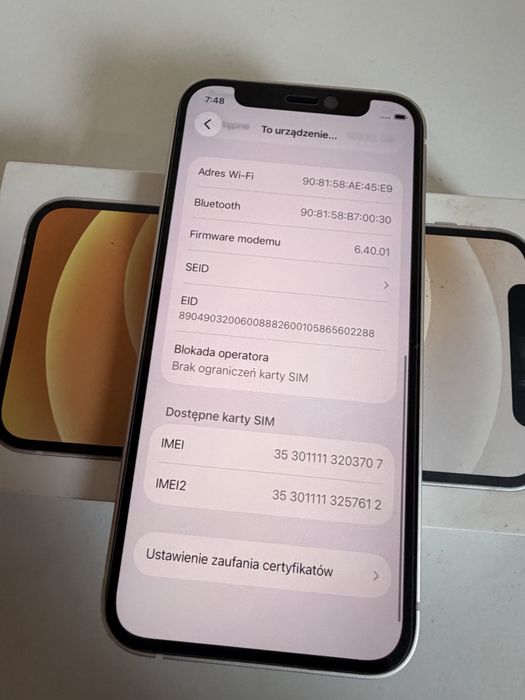 iPhone 12 mini 128gb White Stan Idealny Bateria 100%