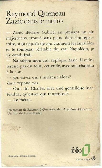 Raymond Queneau --- Zazie dans le métro (bolso, 1959)