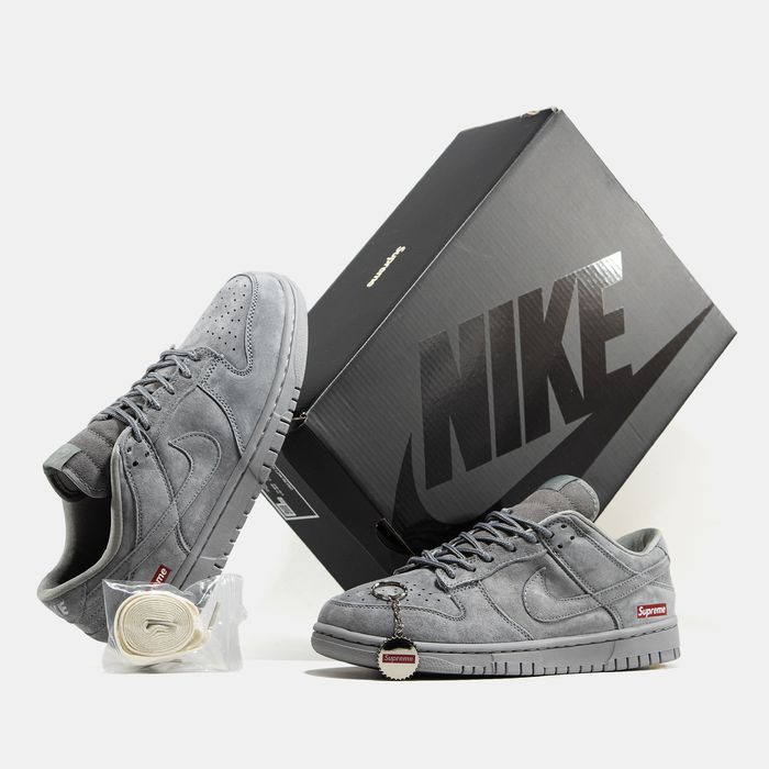 Кросівки Кроссовки Nike SB Dunk Low x Supreme Grey Серый Сірий Кросовки Демісезон