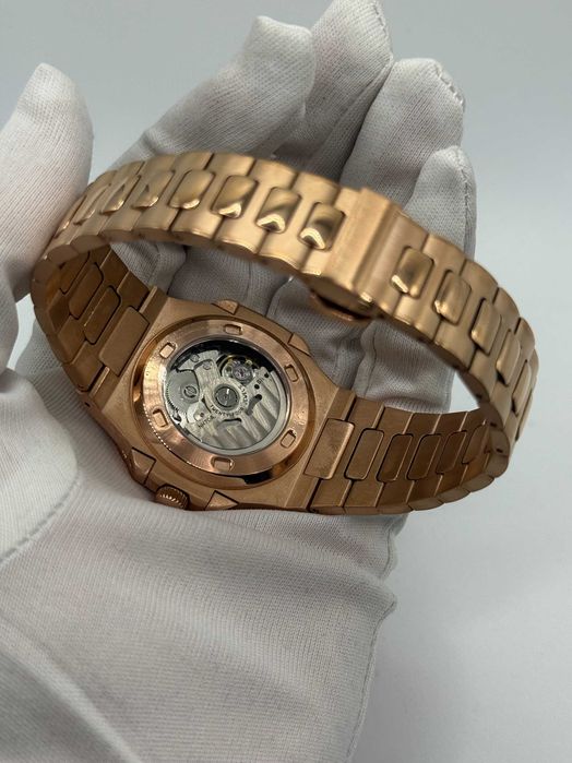 Seiko Mod Zegarek Nautilus Open Heart Rose Gold