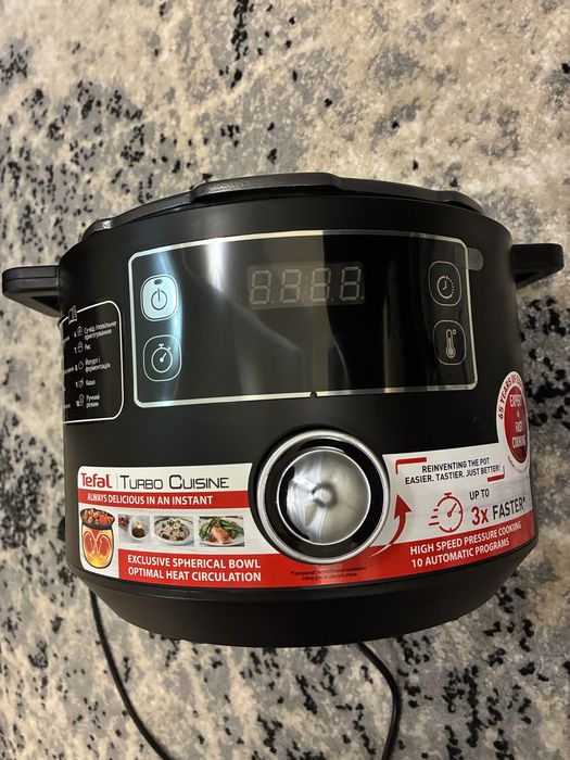 Мультиварка скороварка Tefal TURBO CUISINE CY754830 чорна, подарунок ложка Tramontina