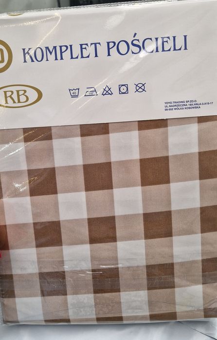 Posciel 160x200 krata brazowa