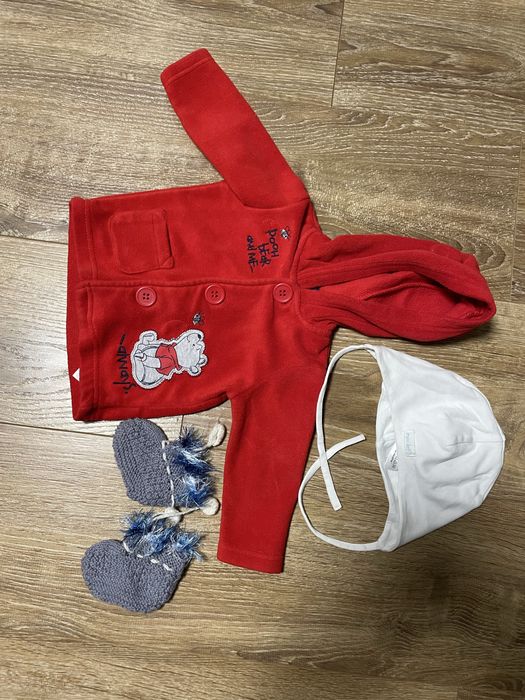 Kurtka polarowa wraz z dodatkami George H&M 62-68