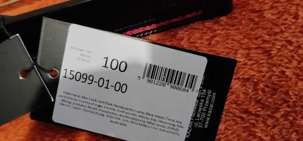 Nowy pasek skórzany Kazar - czarny