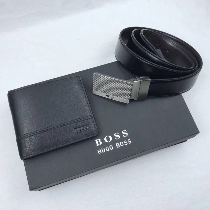 Мужской набор hugo boss ремень и кошелек ремінь та гаманець