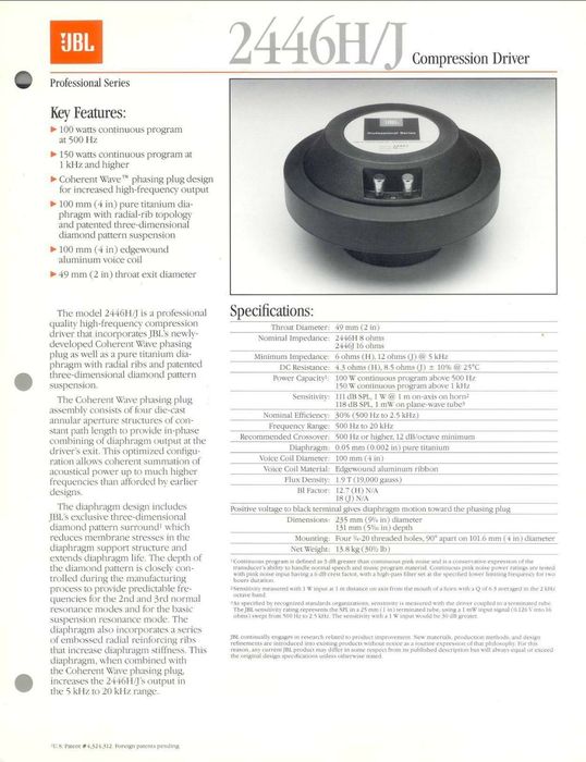 Динамики JBL 2446H