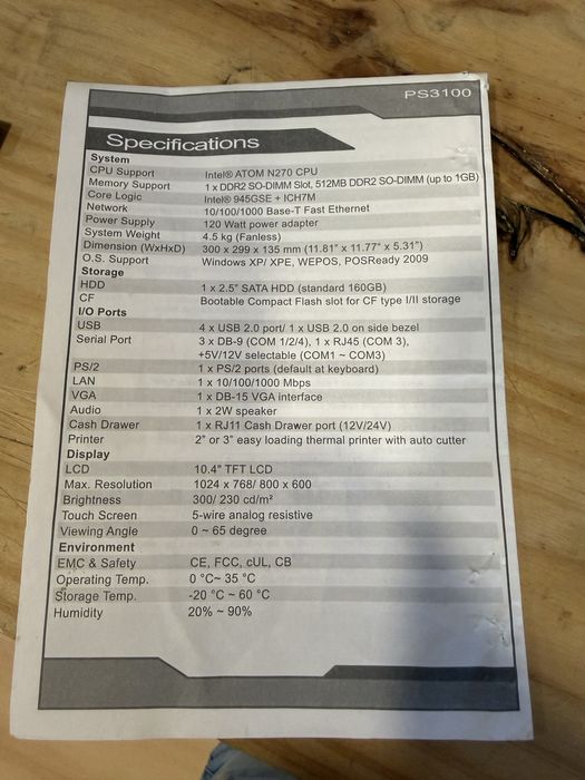 Pos protech ps3100