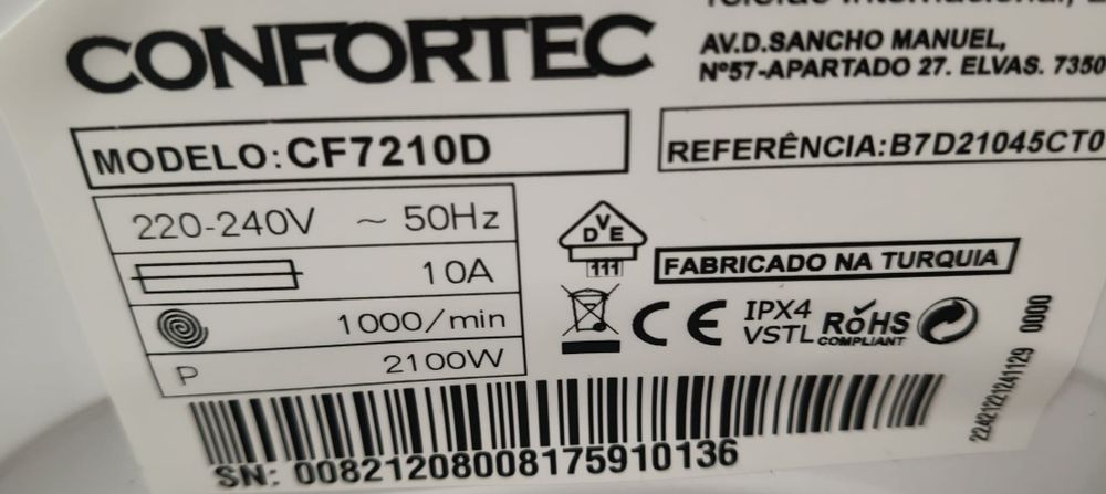 Máquina de lavar roupa confortec 7kg