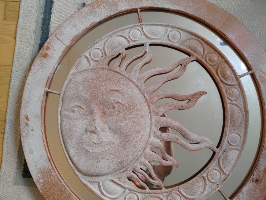 Quadro com Espelho Redondo com Tema: Sol ART DÉCO