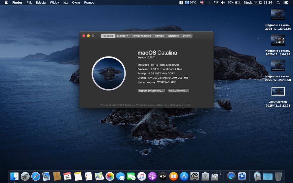 Macbook a 1278  4 / 120  Mac os Katalina