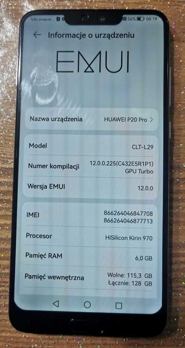 Telefon Huawei P20 Pro uszkodzony