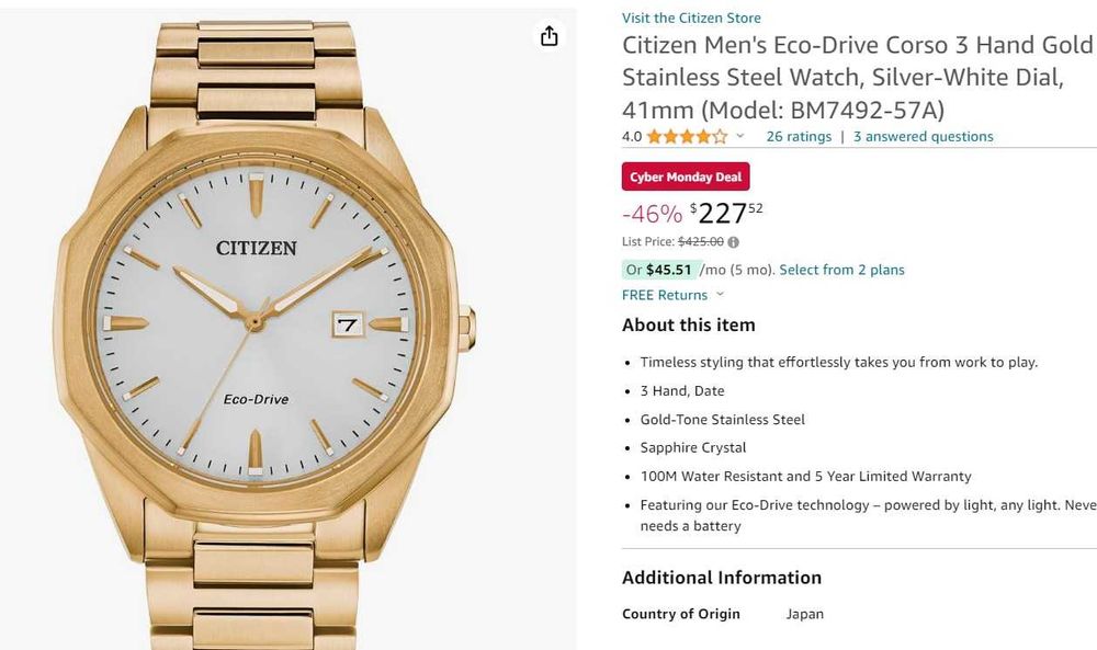 Часы Citizen Corso