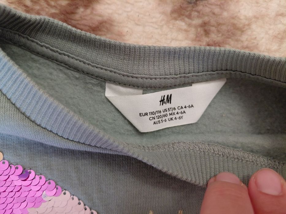 Світшот на флісі на дівчинку 4-6 років, 116 зріст, фірма H&M.