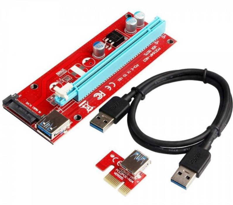 Райзер 007S PCI-E 1X to 16X Sata USB 3.0
