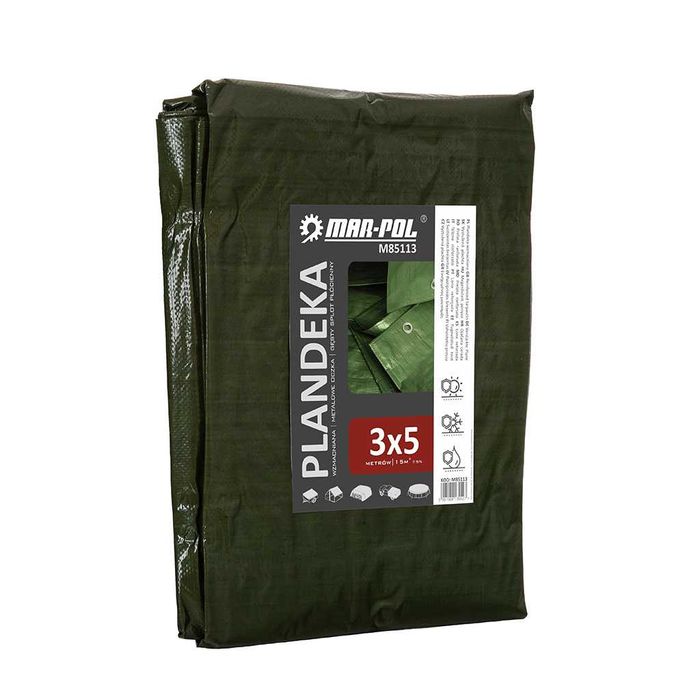 Plandeka 3x5 wzmocniona gruba wodoodporna przelotki płachta uv