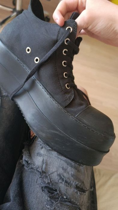 Rick owens full black double bumper ramones low