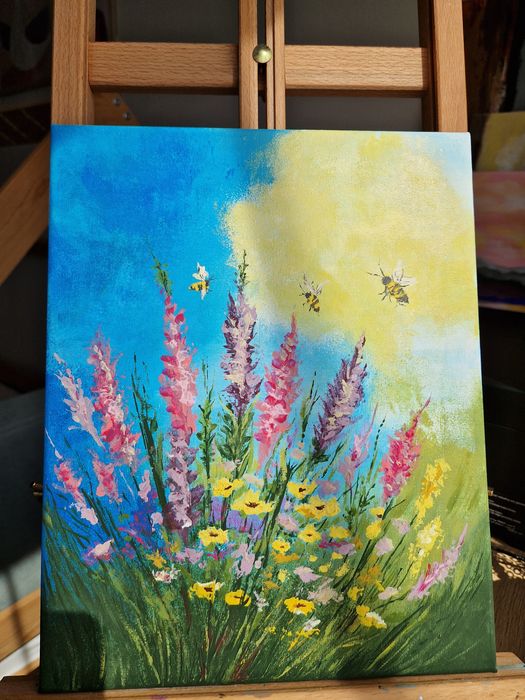 Ręcznie malowany obraz na płótnie wielkości 24x30 cm, farby akrylowe