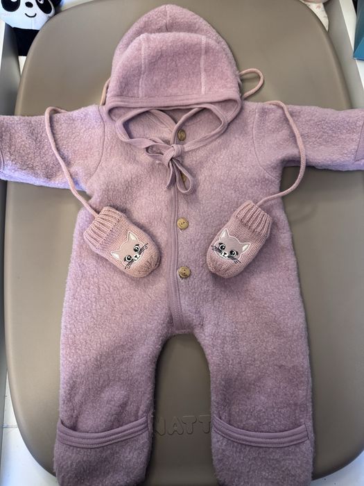 Kombinezon z wełny merino engel 50/56, bonetka engel