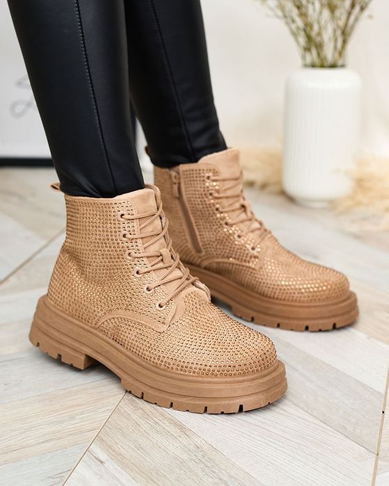 2 KOLORY 36 37 38 botki 39 40 41 trapery z cyrkoniami na płaskim obcas