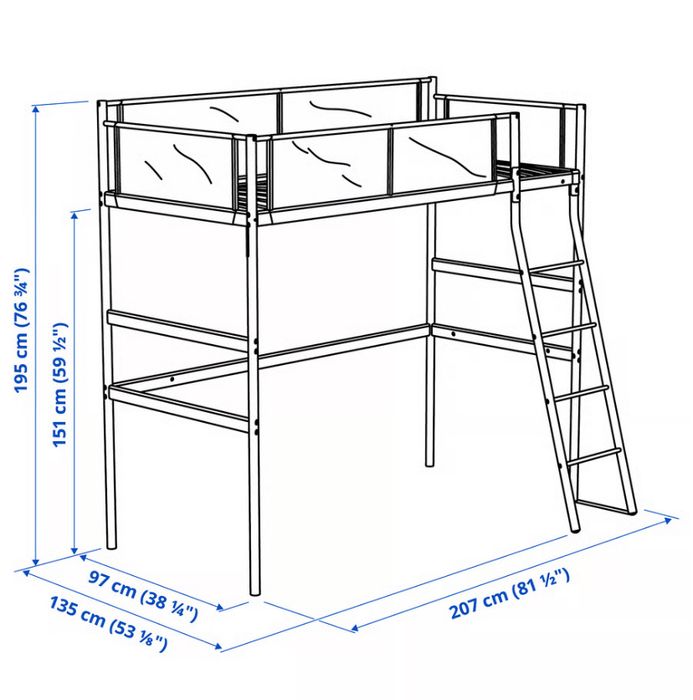 Cama alta beliche IKEA VITVAL