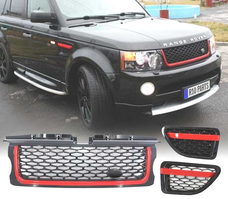 GRELHAS FRONTAL + LATERAL BLACK RED EDITION RANGE ROVER SPORT 06-09