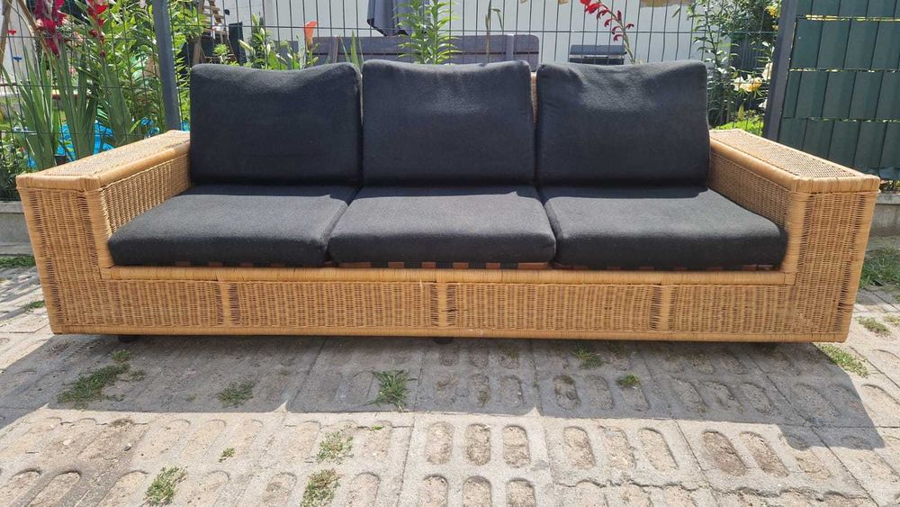 Sofa rattanowa 3os funkcja spania z rattanu ogrodowa naturalna RATTAN