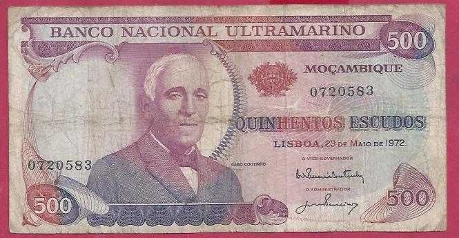 NOTA  Moçambique ex- colonia 500 escudos  1972