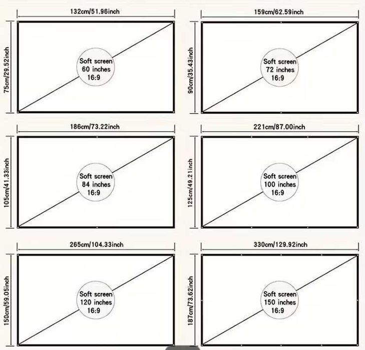 60/72/84/100/120/150/180/200 D Проекционный Экран/Проекційні екрани 4K