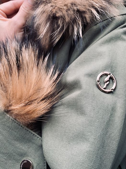 Zielona parka z naturalnym futrem OCHNIK