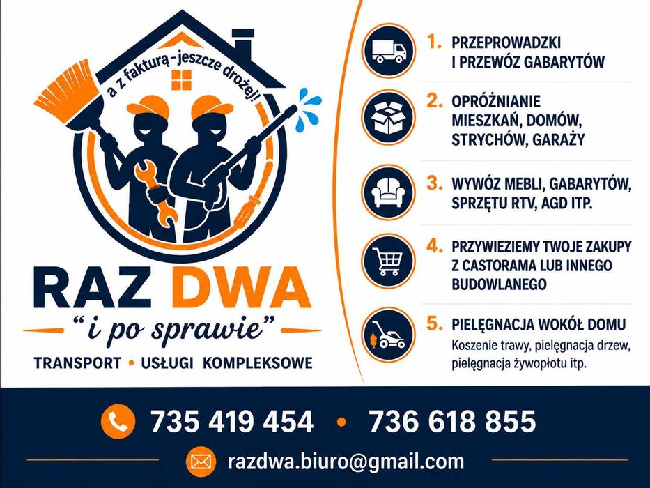 Transport I Przeprowadzki I Odbiór RazDwa – Wałbrzych, Świdnica, Kamienna-Góra okolice
