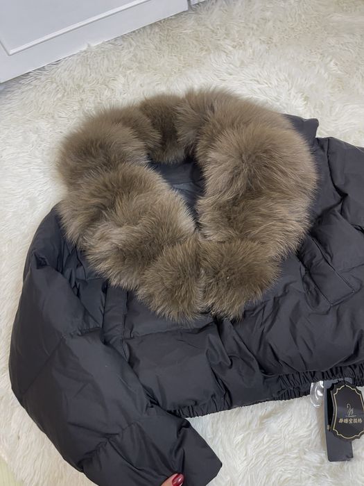 Пуфер, куртка чорна , куртка коротка, куртка з хутром ,куртка з мехом