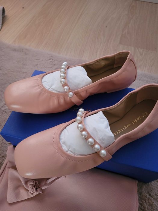 Baleriny goldie Stuart Weitzman 39 Us 8,5 nude róż skóra