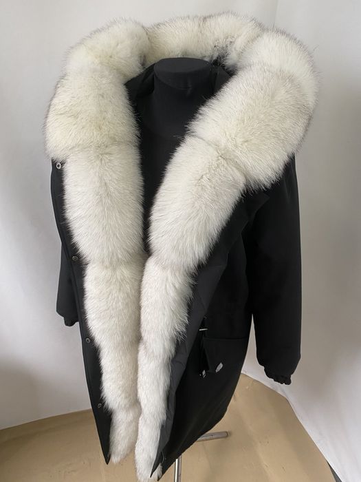 Женская зимняя парка куртка с мехом финского песца вуаль, 42-60 размер