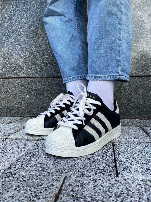 Кросівки Adidas Superstar Black/Beige premium