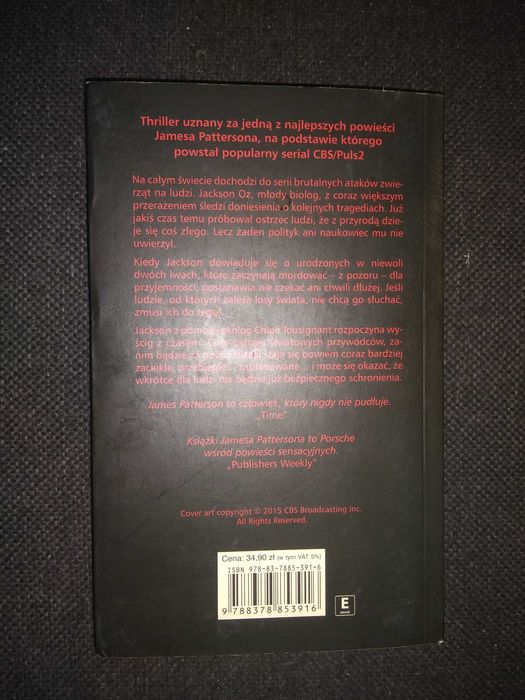 Dobra książka - ZOO J. Patterson M. Ledwidge (jak nowa)(P54)