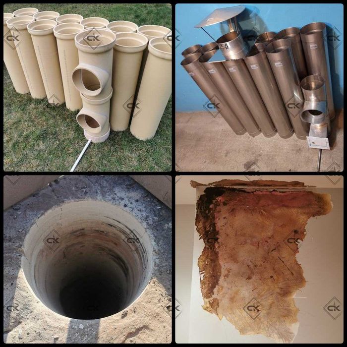 Frezowanie Kominów WKŁADY CERAMICZNE i Kwaso-żaroodporne Szlamowanie