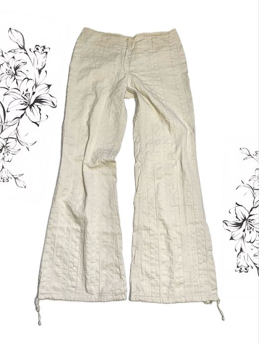 Літні Кльош штани Linen Summer Pants Y2K Palm Beach Flared Cream opium archive custom rap