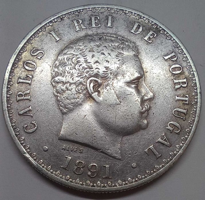 Raridade 1891: Moeda 500 Réis D. Carlos I - Prata MBC+