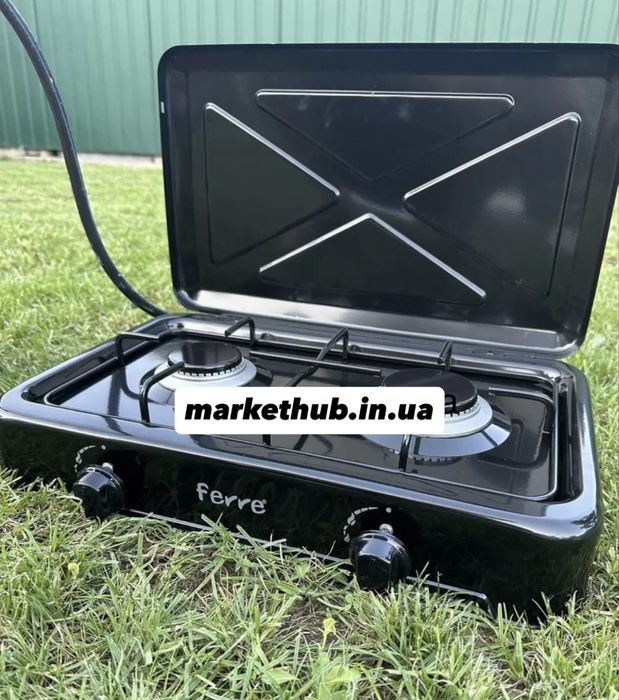 Газова плита з балоном / туристична газова плита на 2 конфорки